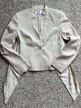 Valentino Roma Women’s Blazer Size 6 Ivory Cream Wrap Sash Made Italy Designer